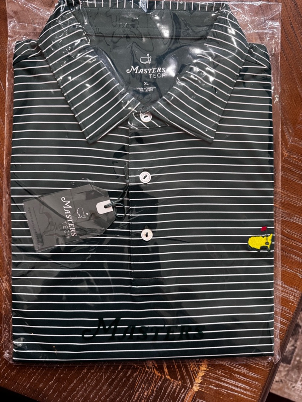 Masters Tech NWT 2026 Men's Dark Green Stripe Polo Shirt Augusta National XL
